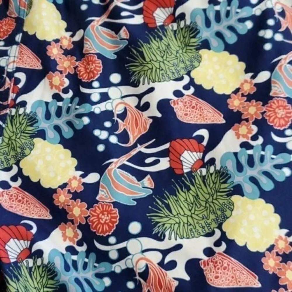 Nautica Graphic Aquatic Design Cinched‎ Pocketed Sz. XL Board Shorts